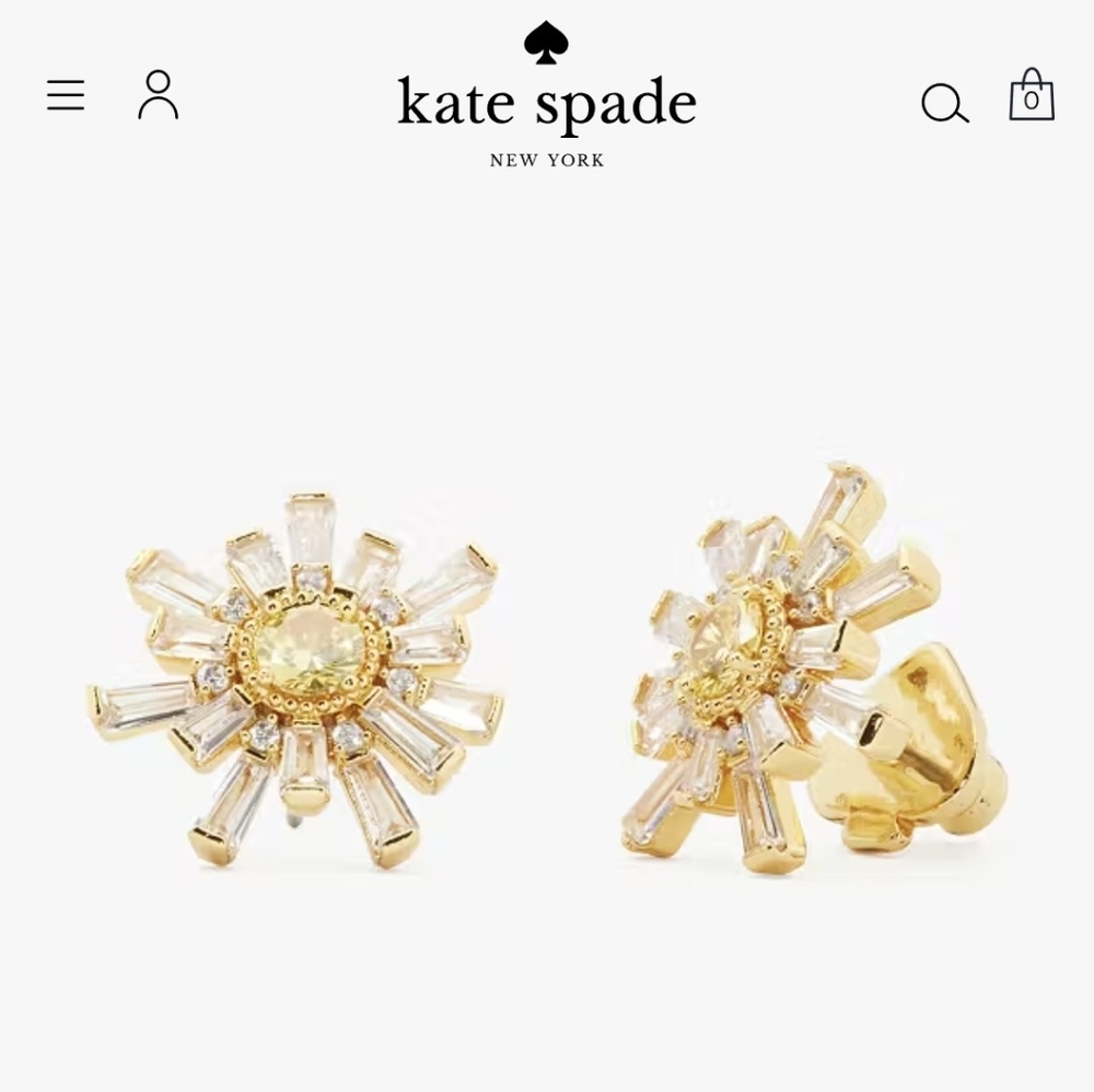 NWT Kate Spade Sunny Studs - Gold/Clear/Yellow
